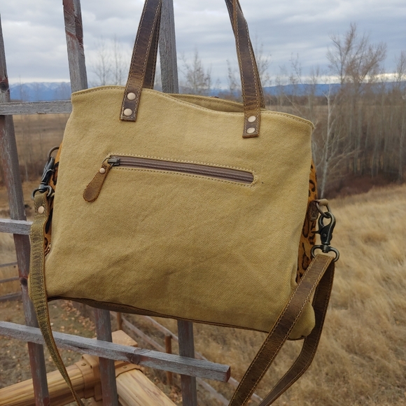 🎁 Myra Bag Wild Woods Leopard Cowhide Leather New Purse Satchel - Picture 4 of 7